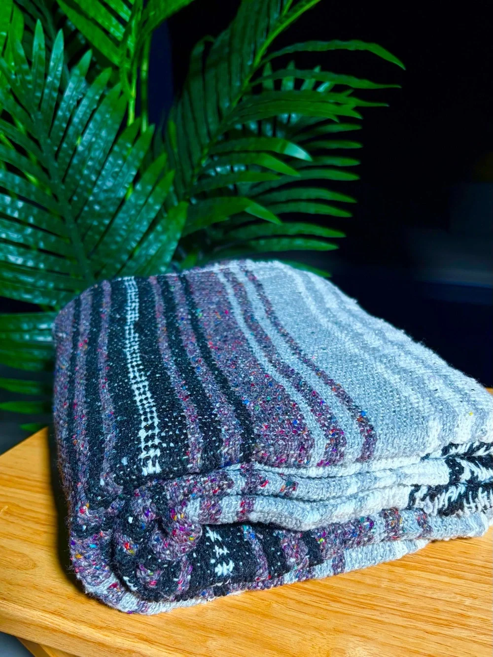 Mexican Falsa Blanket – Woven Striped Serape Throw with Fringe